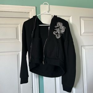 Short cropped zip up sweater